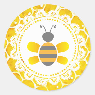 Sticker Rond Baguette d'abeille à miel Baguette noire et jaune