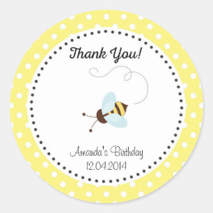 Sticker Rond Baguette d'anniversaire de l'abeille au miel migno
