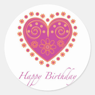 Sticker Rond Baguette d'anniversaire douce avec un coeur