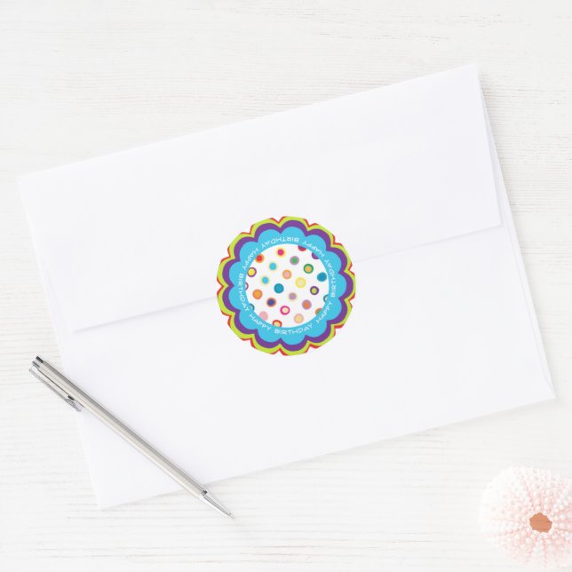 Sticker Rond Baguette d'anniversaire joyeuse [une de quatre] (Enveloppe)