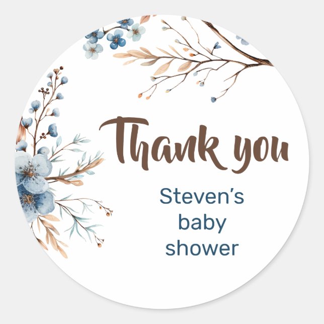 Sticker Rond Baguette de baby shower de l'ours mou (Devant)