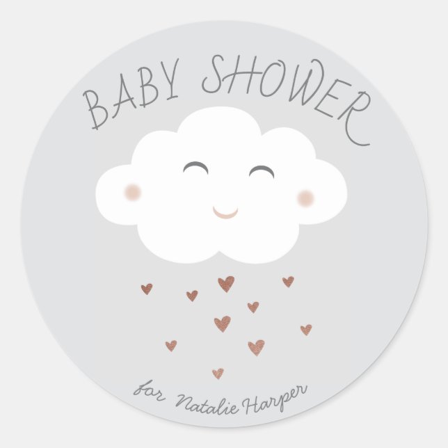 Sticker Rond Baguette de baby shower de nuage mûre (Devant)