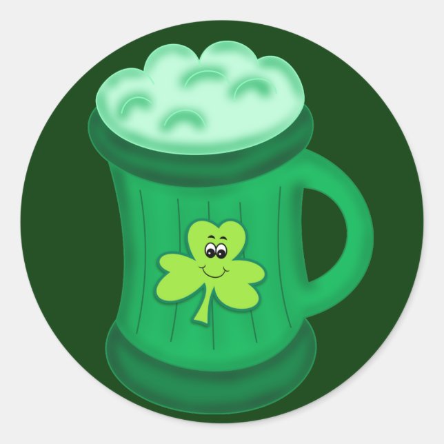 Sticker Rond Baguette de bière verte (Devant)