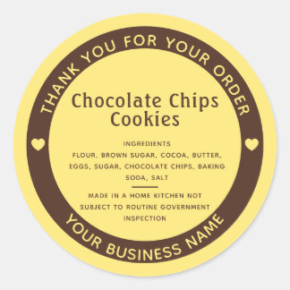 Sticker Rond Baguette de biscuits à l'intérieur de la Loi jaune