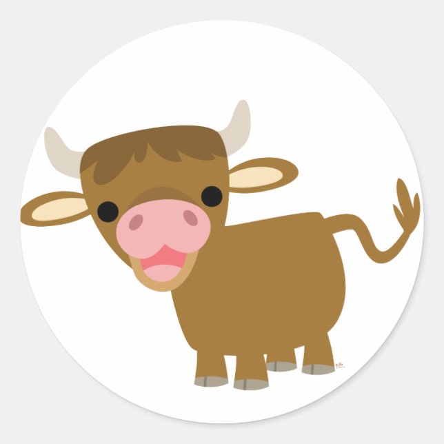 Sticker Rond Baguette de Cartoon Ox (Devant)