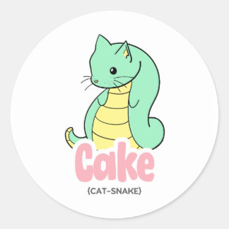 Sticker Rond Baguette de gâteau (chat + serpent)