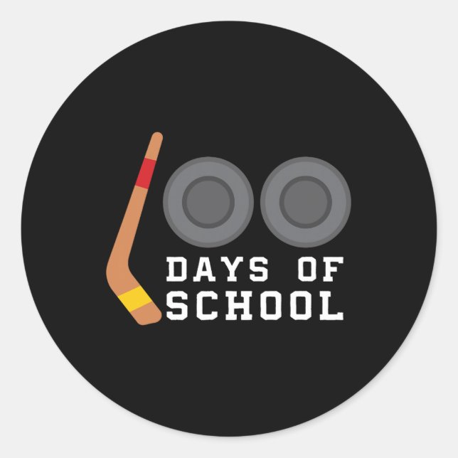 Sticker Rond Baguette De Hockey 100 Jours D'Enseignant Garçon D (Devant)