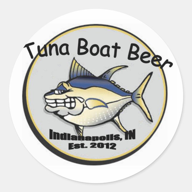 Sticker Rond Baguette de la bière de bateau à thon (Devant)