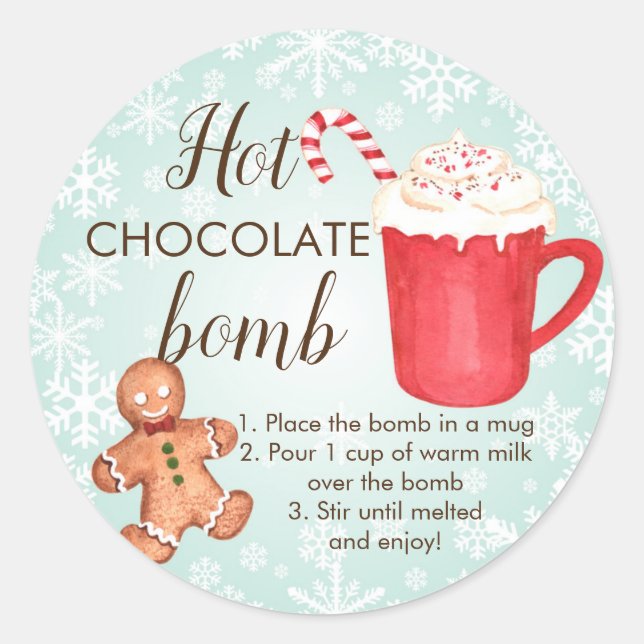 Sticker Rond Baguette de la bombe au chocolat chaud (Devant)
