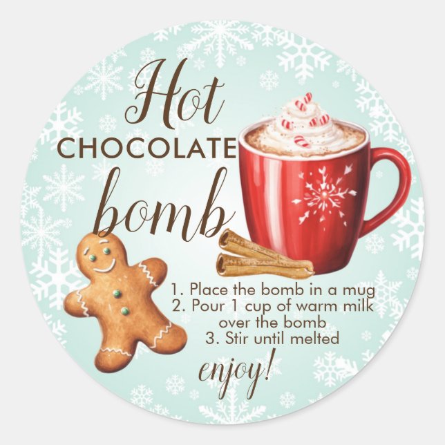 Sticker Rond Baguette de la bombe au chocolat chaud (Devant)
