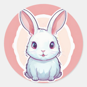 Sticker Rond Baguette de lapin mignonne