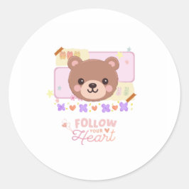 Sticker Rond Baguette de l'ours mignon