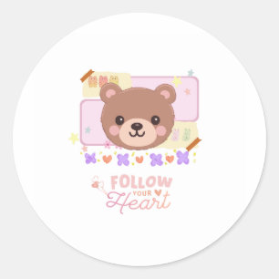 Sticker Rond Baguette de l'ours mignon