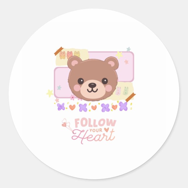Sticker Rond Baguette de l'ours mignon (Devant)
