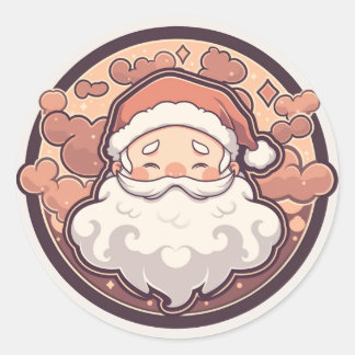 Sticker Rond Baguette de Noël du Père Noël