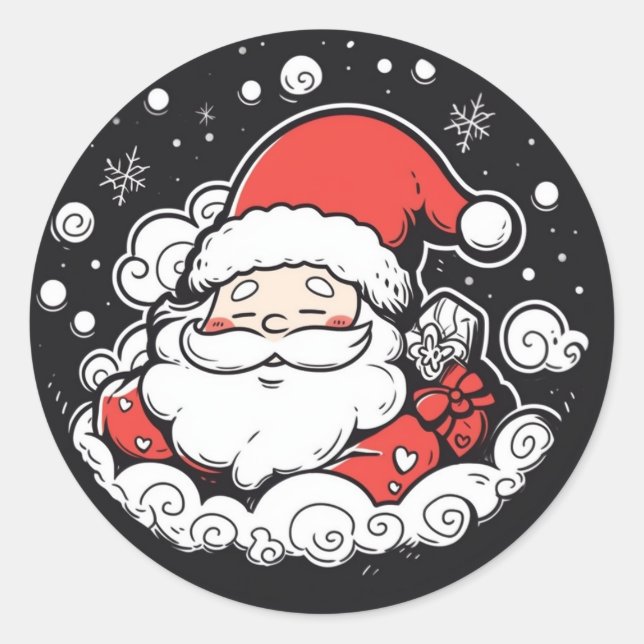 Sticker Rond Baguette de Noël du Père Noël (Devant)