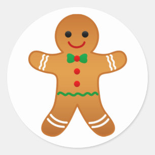 Sticker Rond Baguette de Noël Homme en pain d'épice