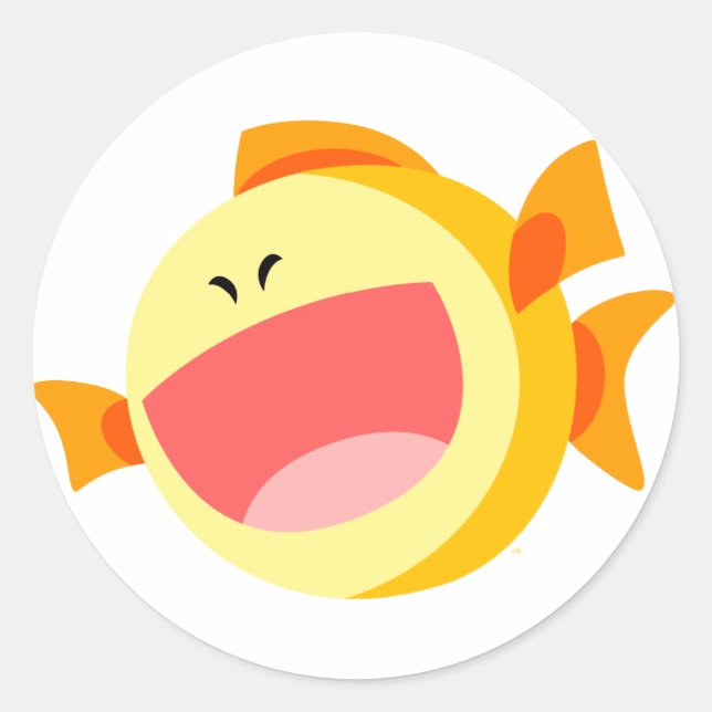 Sticker Rond Baguette de poisson caricaturé très agréable (Devant)