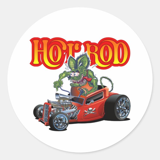 Sticker Rond Baguette de rat rétro (Devant)