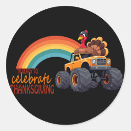 Sticker Rond Baguette de Thanksgiving de Turc Monster Truck