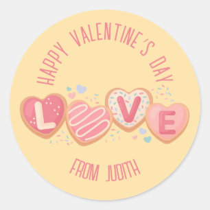 Sticker Rond Baguette de traitement de la Saint-Valentin