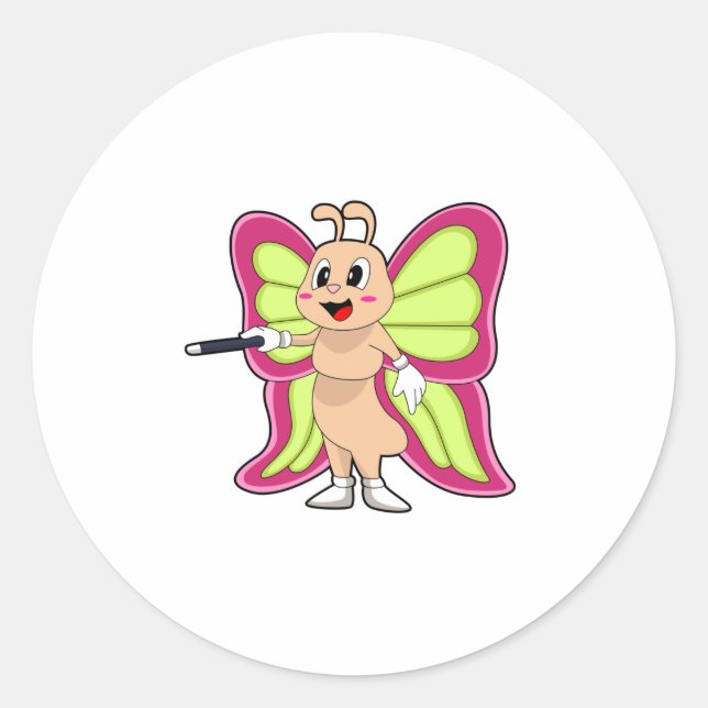 Sticker Rond Baguette magique papillon (Devant)