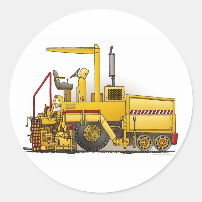 Sticker Rond Baguette pour enfants de la machine à asphalter (Devant)