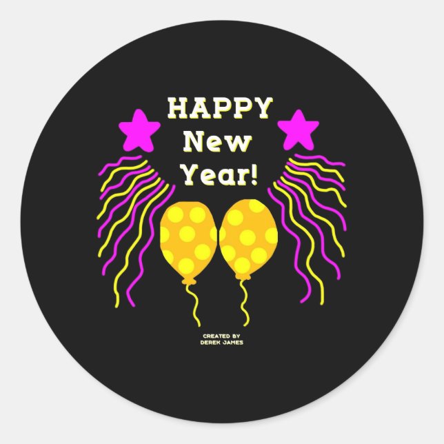 Sticker Rond Baguette rond pour voeux du Nouvel An heureux (Devant)