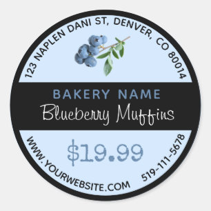 Sticker Rond Baguette ronde Boulangerie Muffins bleuets