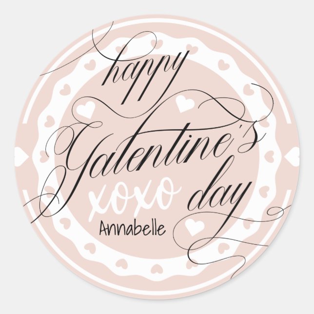 Sticker Rond Baguette ronde classique XOXO pour la Saint-Galent (Devant)