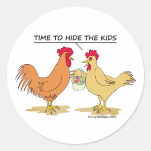Sticker Rond Baguette ronde de chasse aux oeufs de Pâques
