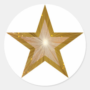 Sticker Rond Baguette ronde Gold Star blanche