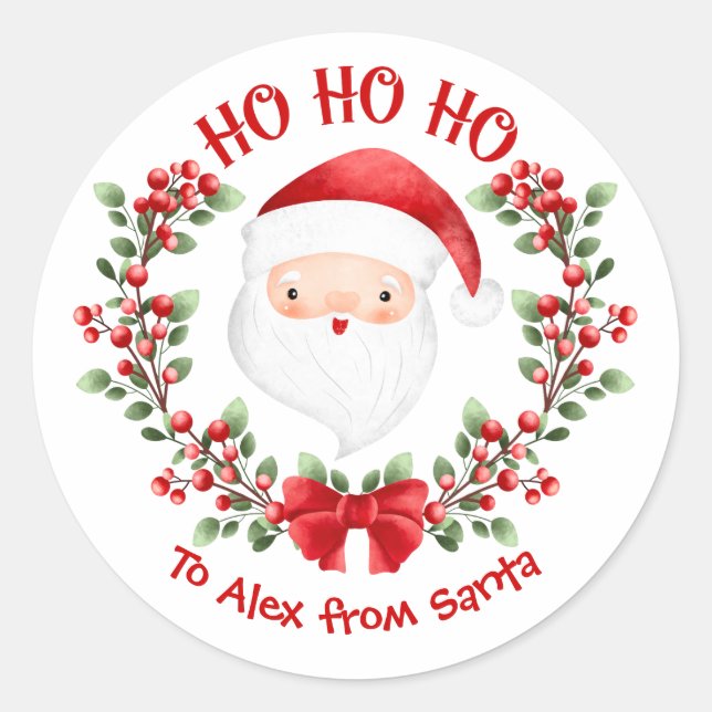 Sticker Rond Baguette ronde Noël du Père Noël (Devant)