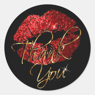 Sticker Rond Baguette rouge Parties scintillant sur noir - Merc