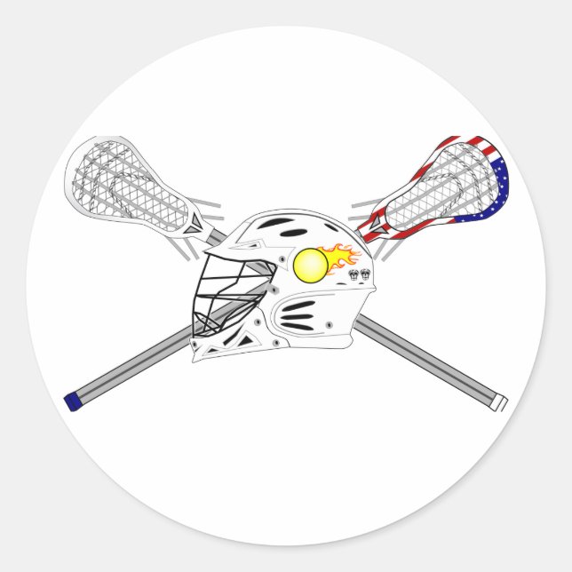 Sticker Rond Baguettes de crosse avec casque (Devant)