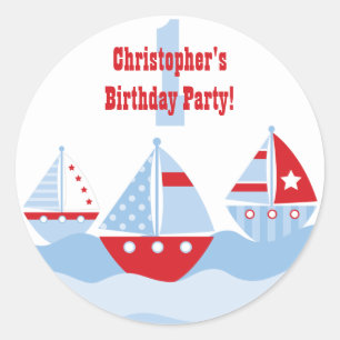 Sticker Rond Baguettes de fête d'anniversaire des voiliers de m