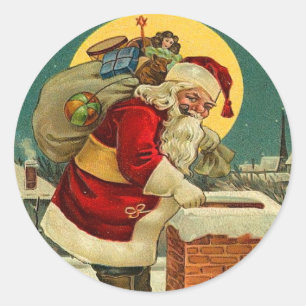 Sticker Rond Baguettes de Noël de Cute Père Noël