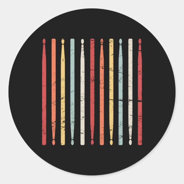 Sticker Rond Baguettes de tambours Percussion Bande de Marching (Devant)