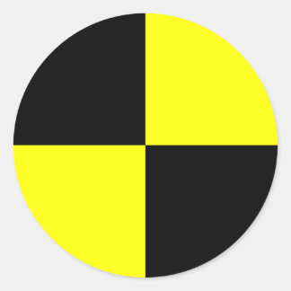 Sticker Rond Baguettes d'essai de collision | noir et jaune