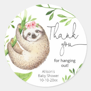 Sticker Rond Baguettes feuilles mignonnes rose pâle vert vert v