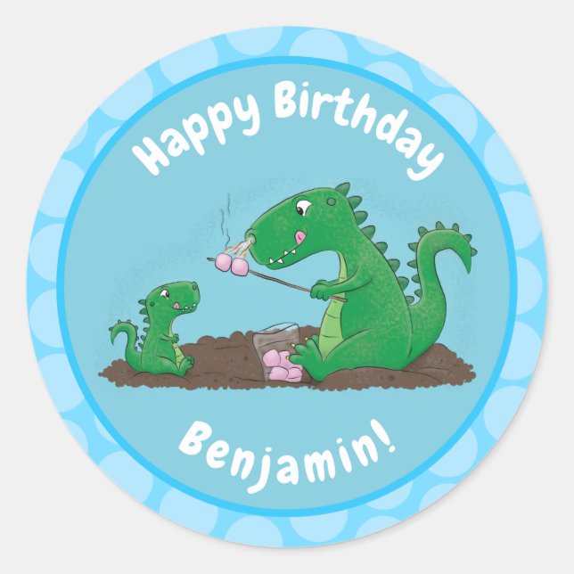 Sticker Rond Baguettes mignonnes grillant des marshmallows dess (Devant)