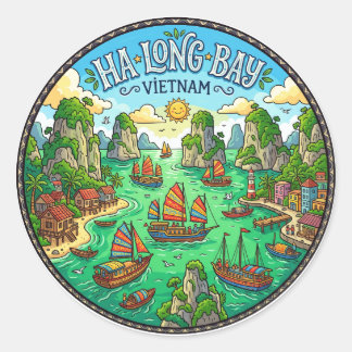 Sticker Rond Baie d'Along Viêt Nam