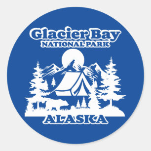 Sticker Rond Baie Glacier Alaska