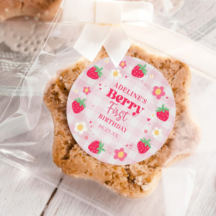 Sticker Rond Baie Premier Cute 1er Anniversaire Fraise