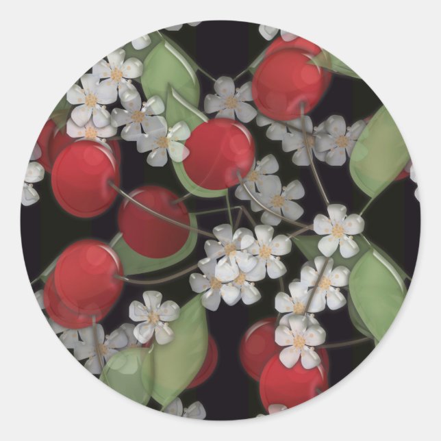 Sticker Rond Baies rouges, cerise (Devant)