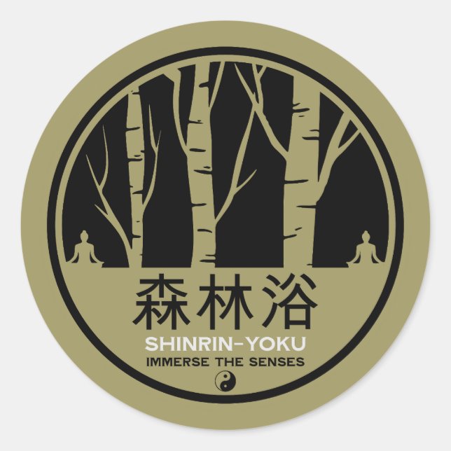 Sticker Rond Baignade dans la forêt de Shinrin Yoku (Devant)