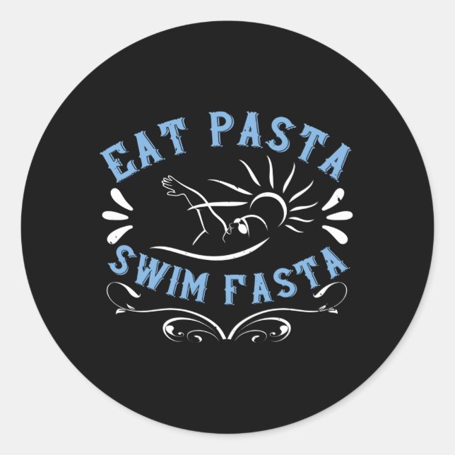 Sticker Rond Baignade - Manger Pasta nager Fasta (Devant)