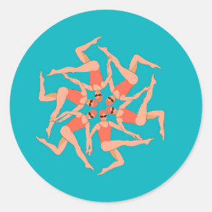 Sticker Rond Baigneurs - Chorégraphie de natation synchronisée