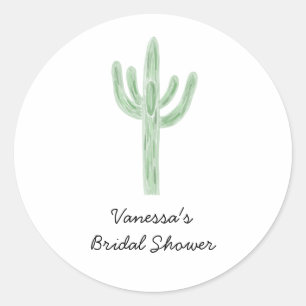 Sticker Rond Baigneuse de Mariage Cactus Saguaro Vert Sauge