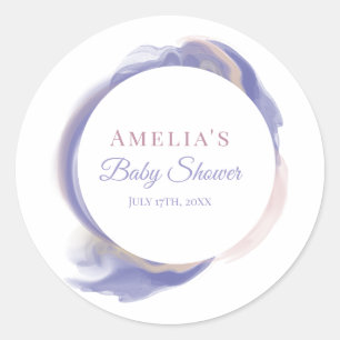 Sticker Rond Bain de bébé abstrait aquarelle lavande